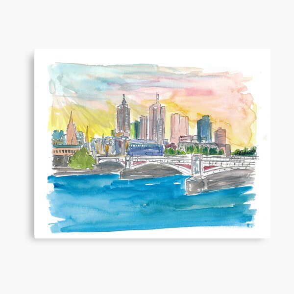 Item preview, Melbourne Australia Skyline with Yarra River At Sunset designed and sold by artshop77.