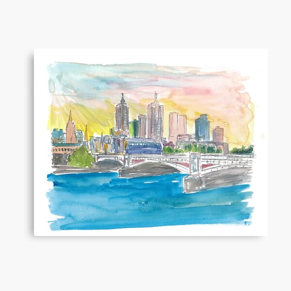 Item preview, Melbourne Australia Skyline with Yarra River At Sunset designed and sold by artshop77.