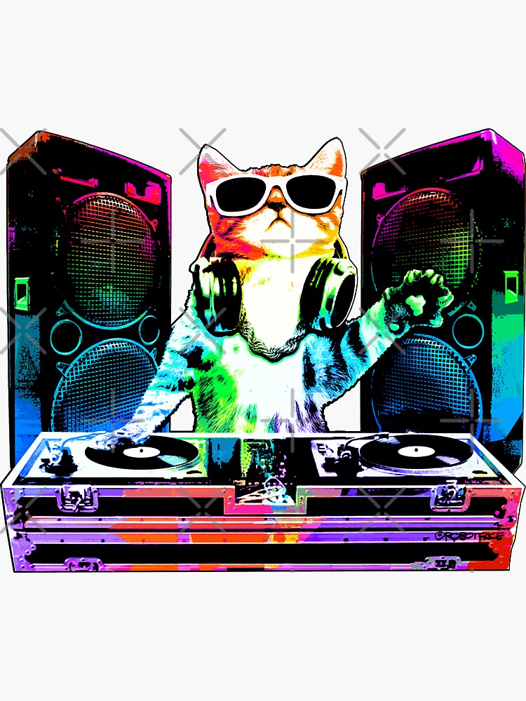 HOUSE CAT (New DJ Kitty) Sticker for Sale by robotface