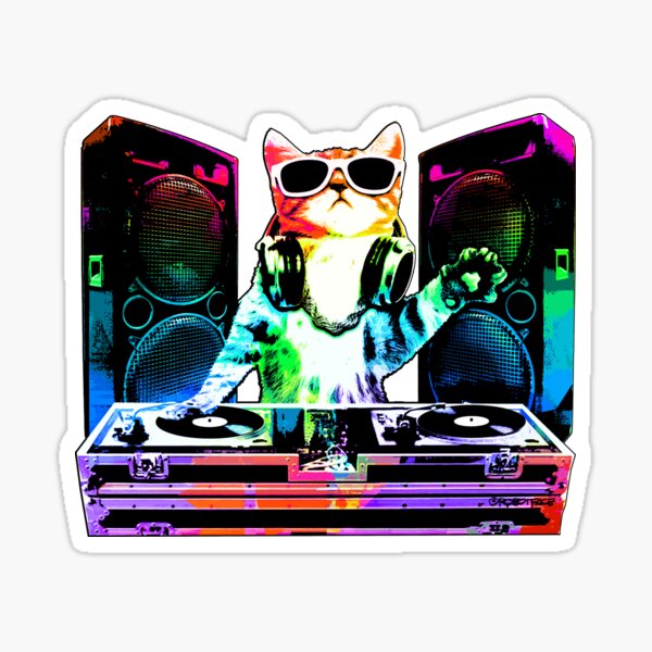 HOUSE CAT (New DJ Kitty) Sticker for Sale by robotface