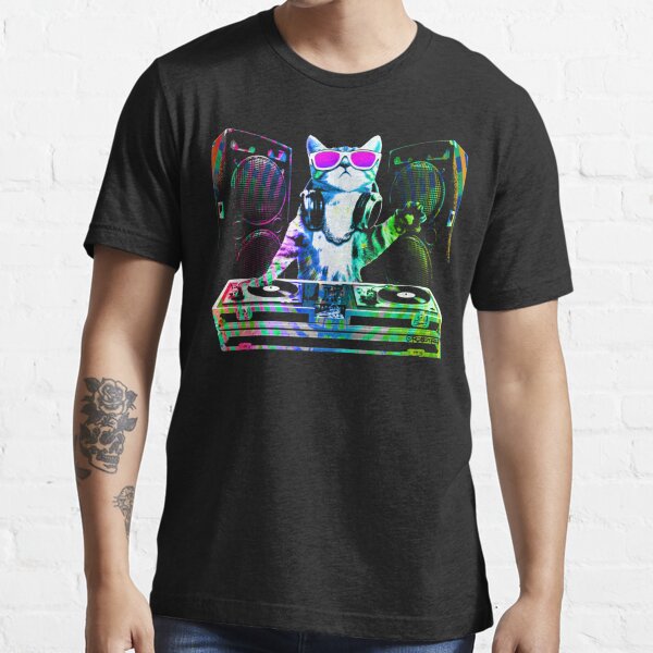  Funny Cat DJ Kitty Pet with Sunglasses for Cat Music lovers T- Shirt : Clothing, Shoes & Jewelry