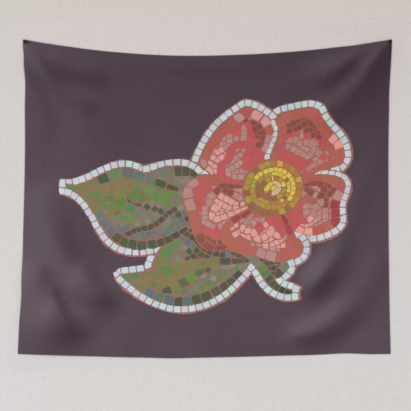 Item preview, Vintage Flower In Roman Mosaic Art Style designed and sold by okpinsArtDesign.