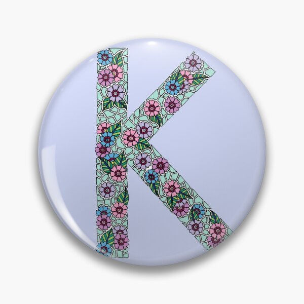 Artikelvorschau, K Initial || Blumen || Mosaik entworfen und verkauft von Hilary Leslie.