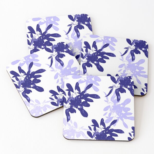 Item preview, Navy Blue and White Budding Tree Branches with Leaves Nature Print designed and sold by Cute Designs Shop.