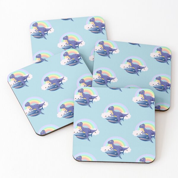 Item preview, Dinosaur riding a Shark, rainbow designed and sold by Birdtheman12345.