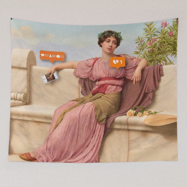 Item preview, Insta Sad Social Media Sadness funny classic painting Tranquillity John William Godward designed and sold by MindChirp.