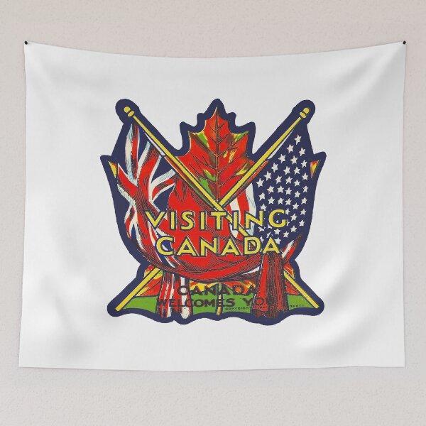 Item preview,  Visiting Canada Antique Travel USA American Canadian Flag designed and sold by DESTINATIONS DECAL DOS.