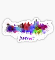 Detroit skyline in watercolor Sticker