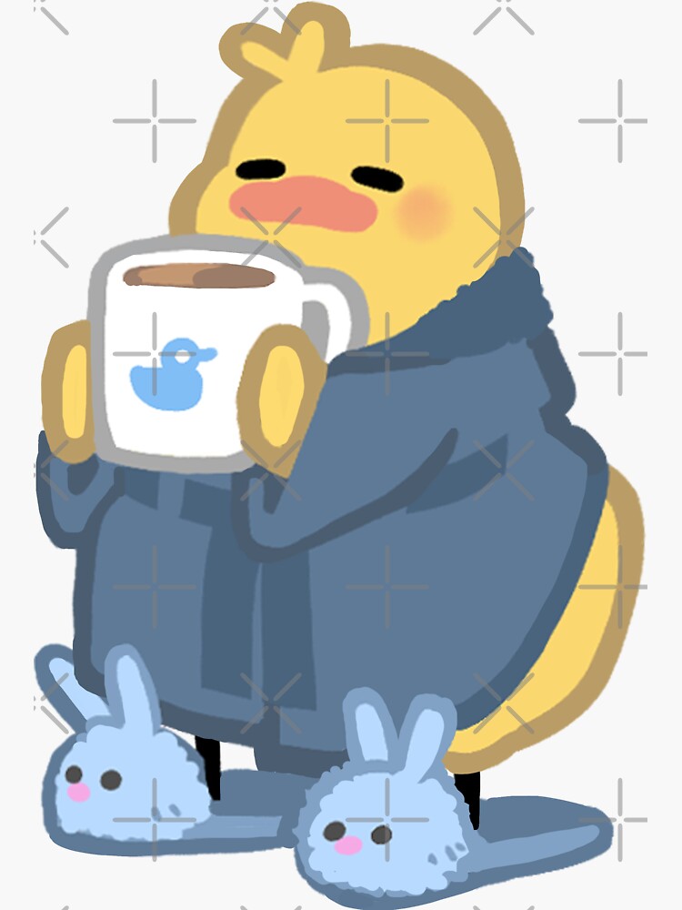 Thumbnail 3 of 3, Sticker, Quarantine Pijama Birdblob designed and sold by Sabtastic.