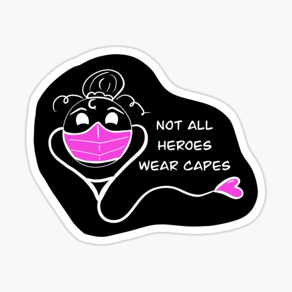 Item preview, Not all heroes wear capes Pink curly hair nurse or doctor designed and sold by Cute Designs Shop.