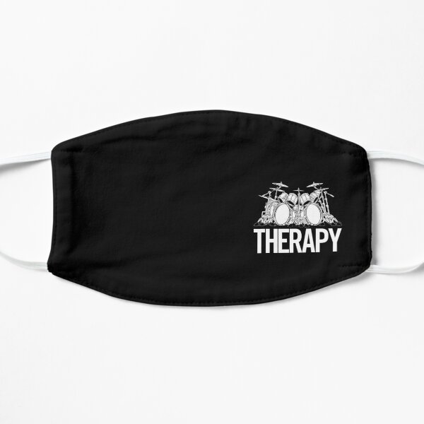 Drummers Therapy Drum Set Cartoon Illustration Flat Mask