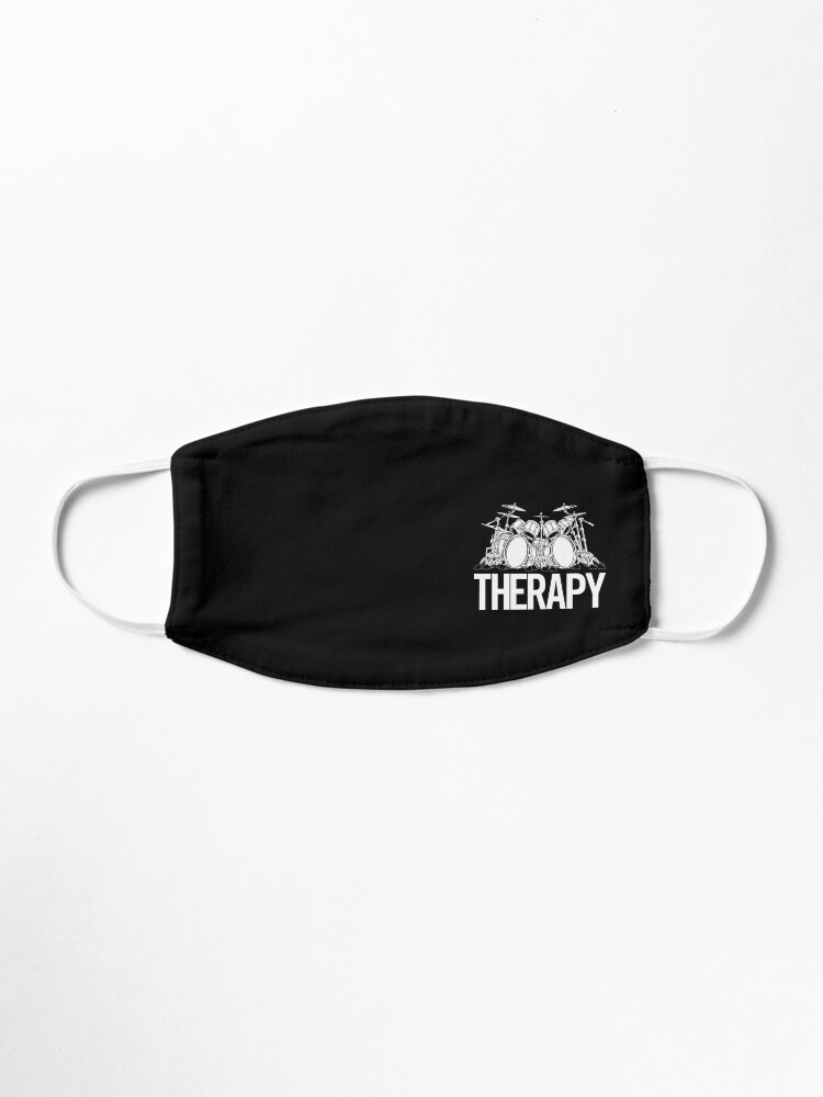 Alternate view of Drummers Therapy Drum Set Cartoon Illustration Mask
