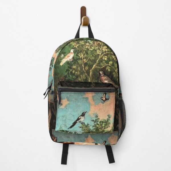 Item preview, POMPEII COLLECTION / FLYING BIRDS,DOVES,FOUNTAIN IN GARDEN ,BLUE GREEN FLORAL designed and sold by BulganLumini.