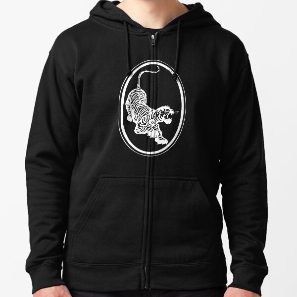 Tiger Inlay Art Zipped Hoodie