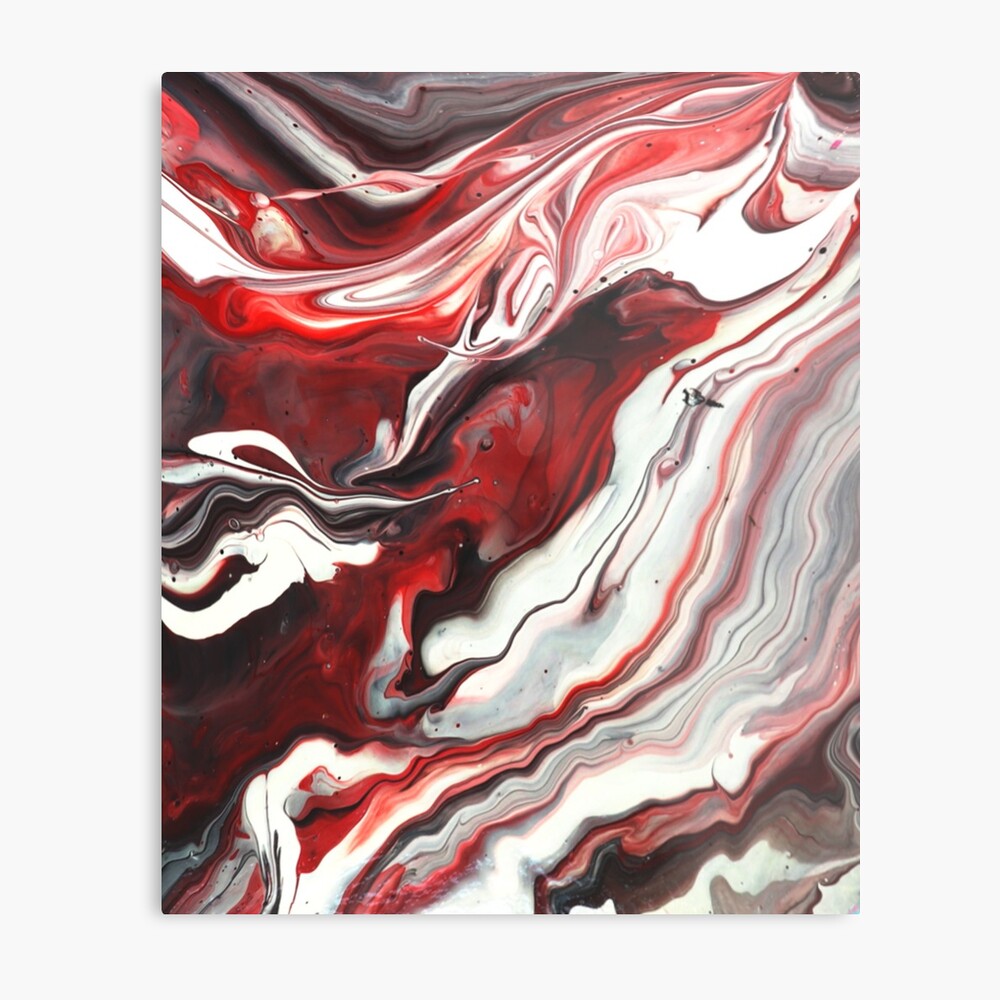 red black and white acrylic pour