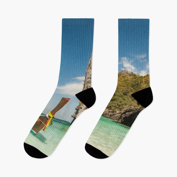 Item preview, Island Beach Lagoon Boat Ocean Photo designed and sold by livianasgifts.