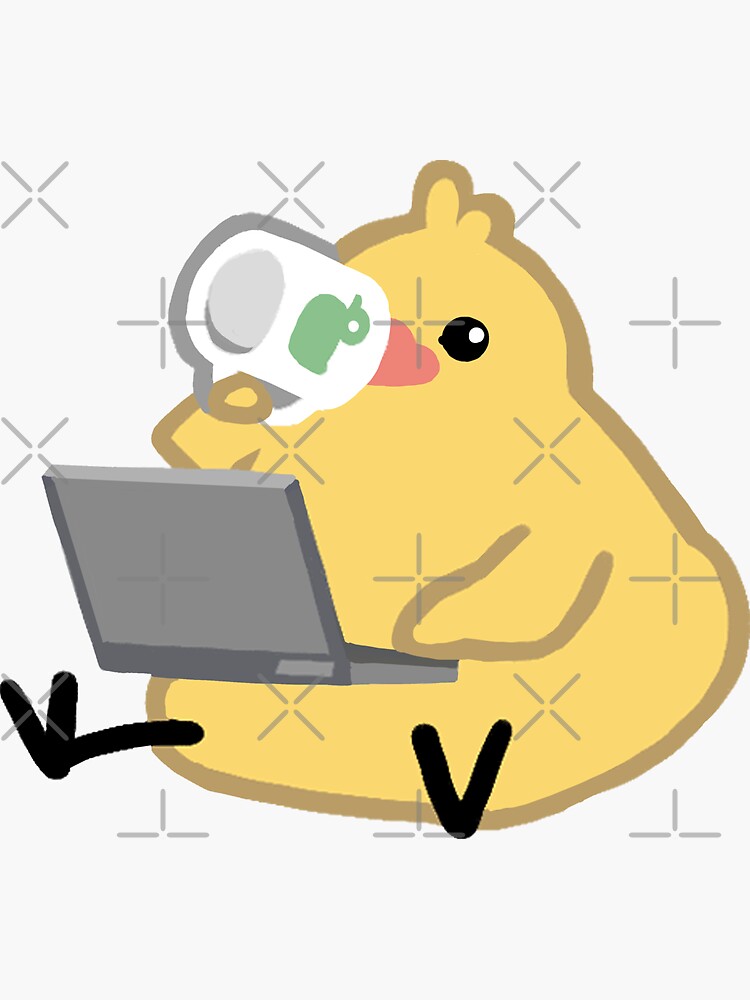Thumbnail 3 of 3, Sticker, Laptop Coffee Birdblob designed and sold by Sabtastic.