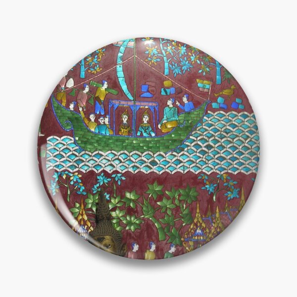 Item preview, Coloridas figuras de mosaico budista y Buda, templo, Laos designed and sold by worldways.