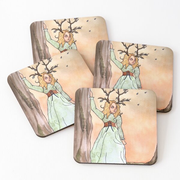 Item preview, Cottagecore Deer Girl: Maiden of the forest watercolour designed and sold by TheDoodlemancer.
