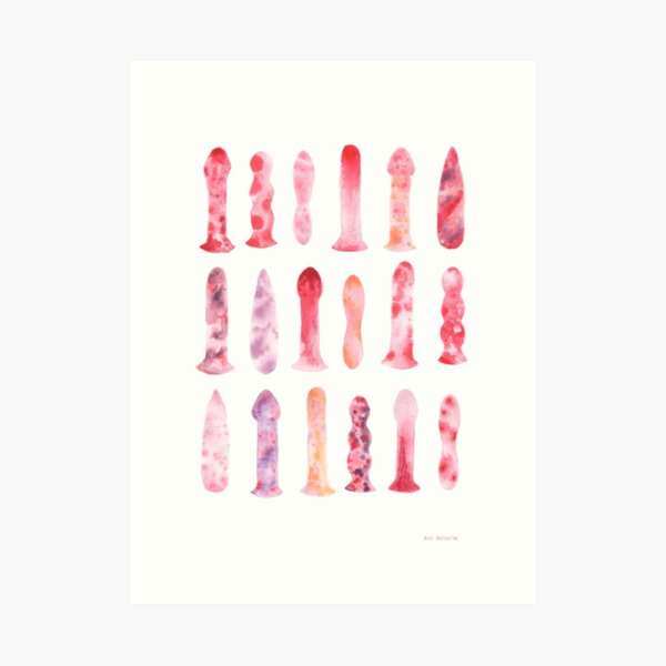 Celebrate Your Pleasure Multicoloured Dildo Painting Art Print