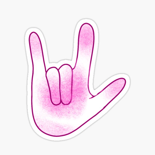 I Love You Sign Language Pink Sticker