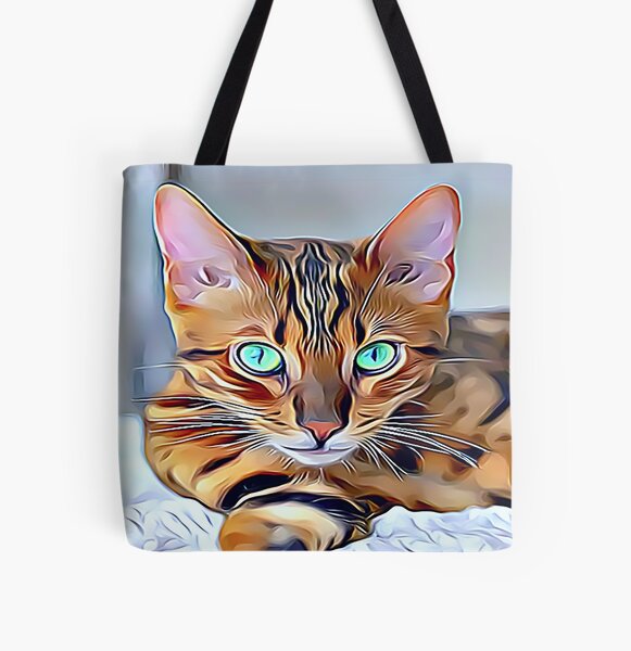 Canvas Shopping Tote Bag Bengal Cat Black White A Bengal Cat Beach Bags for Women 