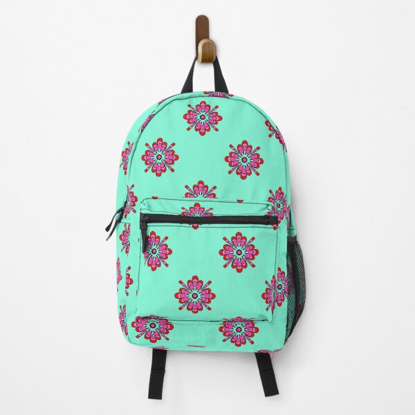 Item preview, flower pattern on topaz background designed and sold by ricobarinas.