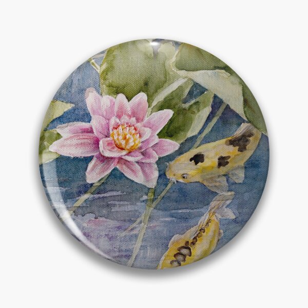 Item preview, Zen Water Garden Lotus with Yellow Koi Fish designed and sold by Koiartsandus.