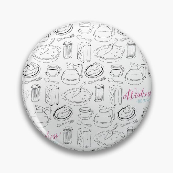 Item preview, Waitress the Musical - cake and coffee repeated pie print drawing illustration black and white designed and sold by westendwilly.
