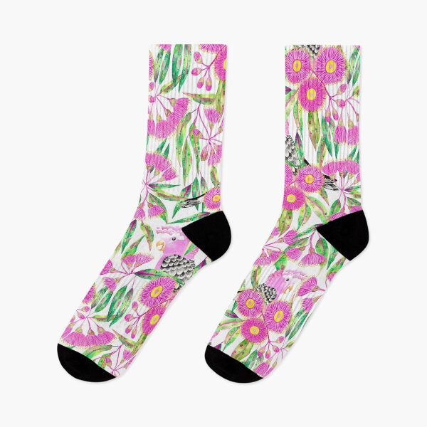 Item preview, Australian Galahs and Eucalyptus Leaves and Gumnuts Painted in Watercolor All Over Pattern designed and sold by KConfetti.