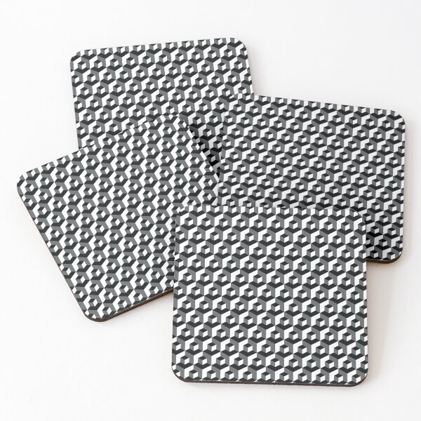 Item preview, Cubes 3D illusion geometric pattern black and white designed and sold by FakeMirror.