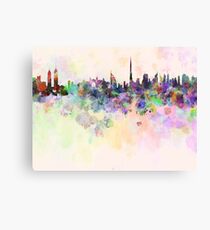 Dubai skyline in watercolor background Canvas Print