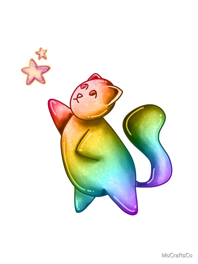 Bubble Cat, Rainbow Galaxy Bubble Cat, Reach For The Stars by MoCraftsCo