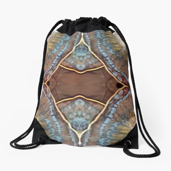 Retro cowboy print pattern blue earth natural Drawstring Bag