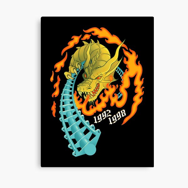 UP IN FLAMES Drachen Fire Roller Coaster - Busch Gardens Williamsburg - Theme Park Tribute Canvas Print