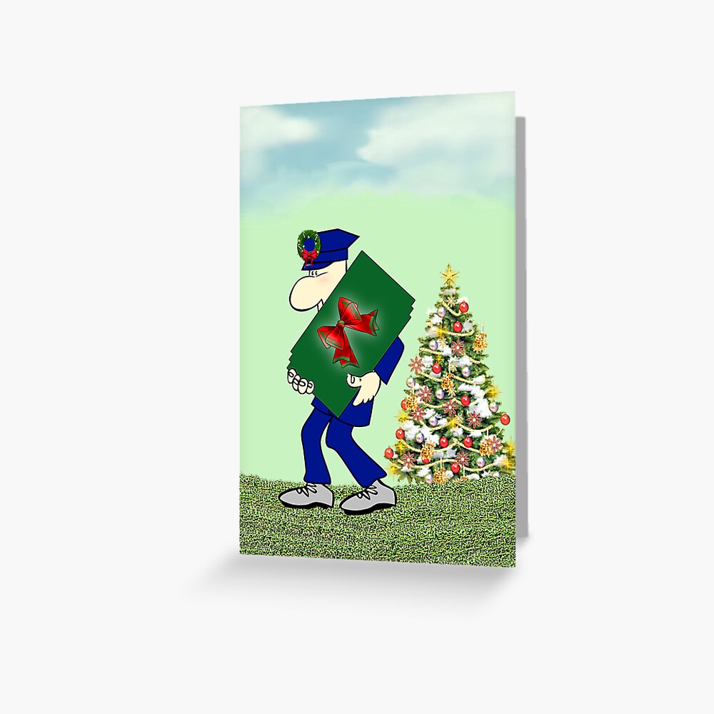 "Holiday greetings with postman Merry christmas Season's greetings