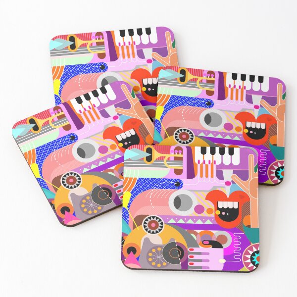 Item preview, Art design with trumpet, piano keyboard, cocktails and obsolete phones designed and sold by yemliha toker.