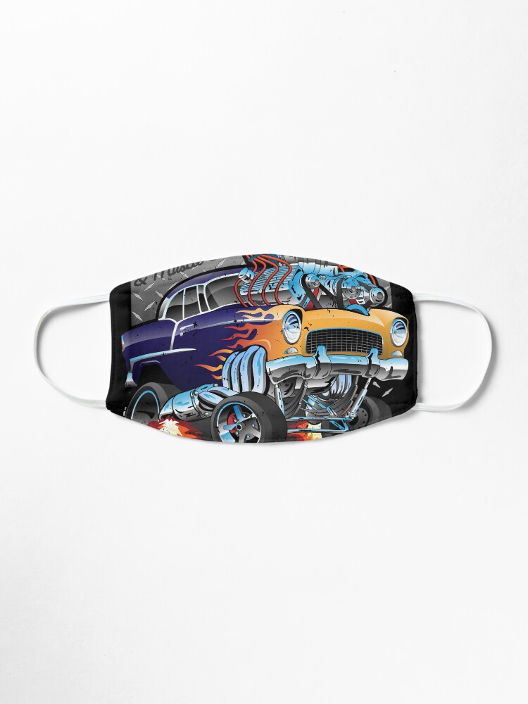 Alternate view of Speed Shop Hot Rod Muscle Car Parts and Service Vintage Cartoon Illustration Mask