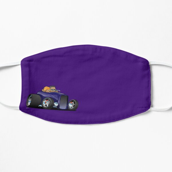 Highboy hot rod deep purple roadster with driver and cute passenger Mask
