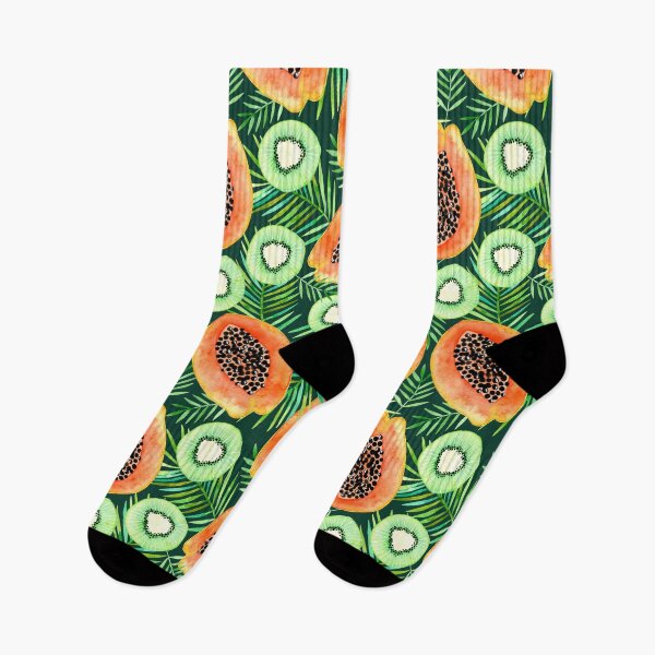 Item preview, Papaya and Kiwi Fruit Pattern in Dark Green designed and sold by KConfetti.