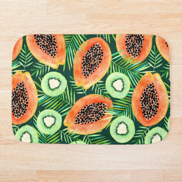 Item preview, Papaya and Kiwi Fruit Pattern in Dark Green designed and sold by KConfetti.