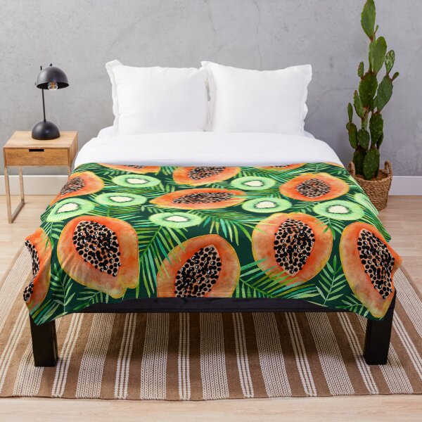 Item preview, Papaya and Kiwi Fruit Pattern in Dark Green designed and sold by KConfetti.
