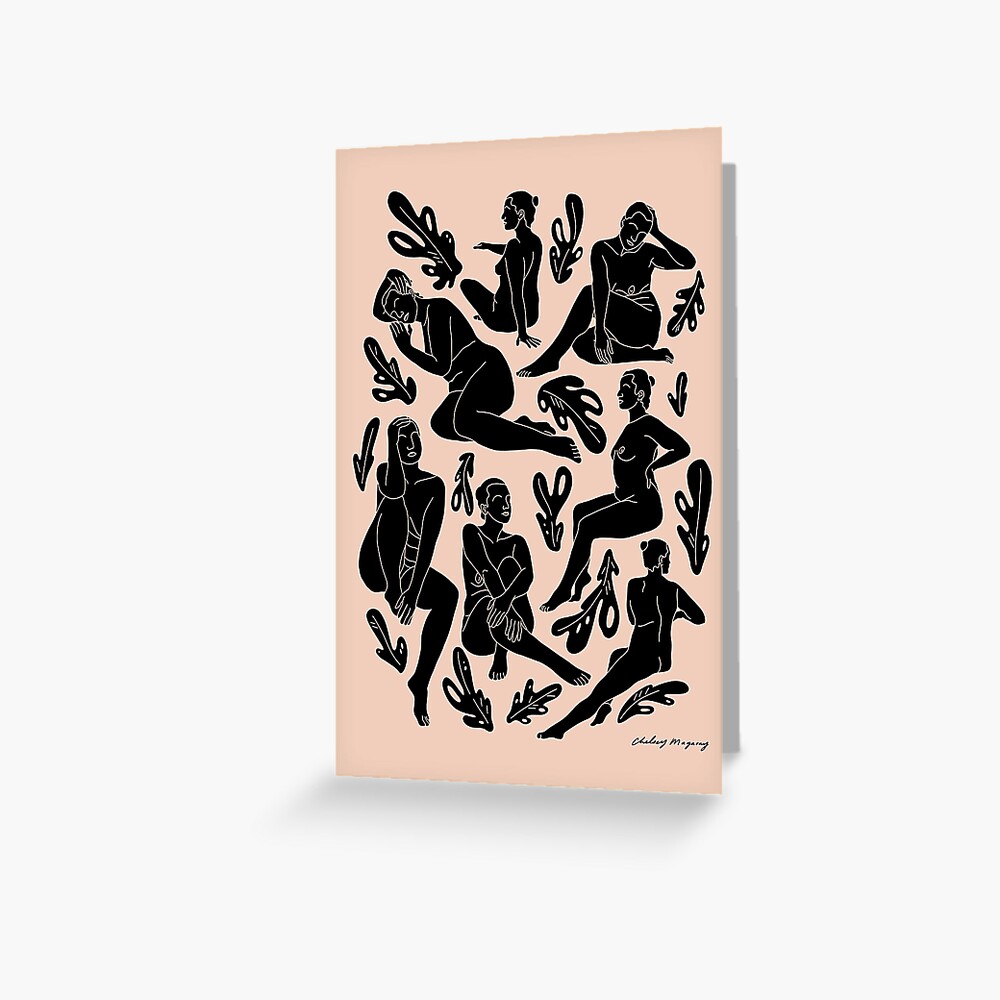 Seated Nude (female figure and leaves) Greeting Card