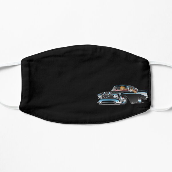 Classic hot rod fifties muscle car with cool couple cartoon Mask