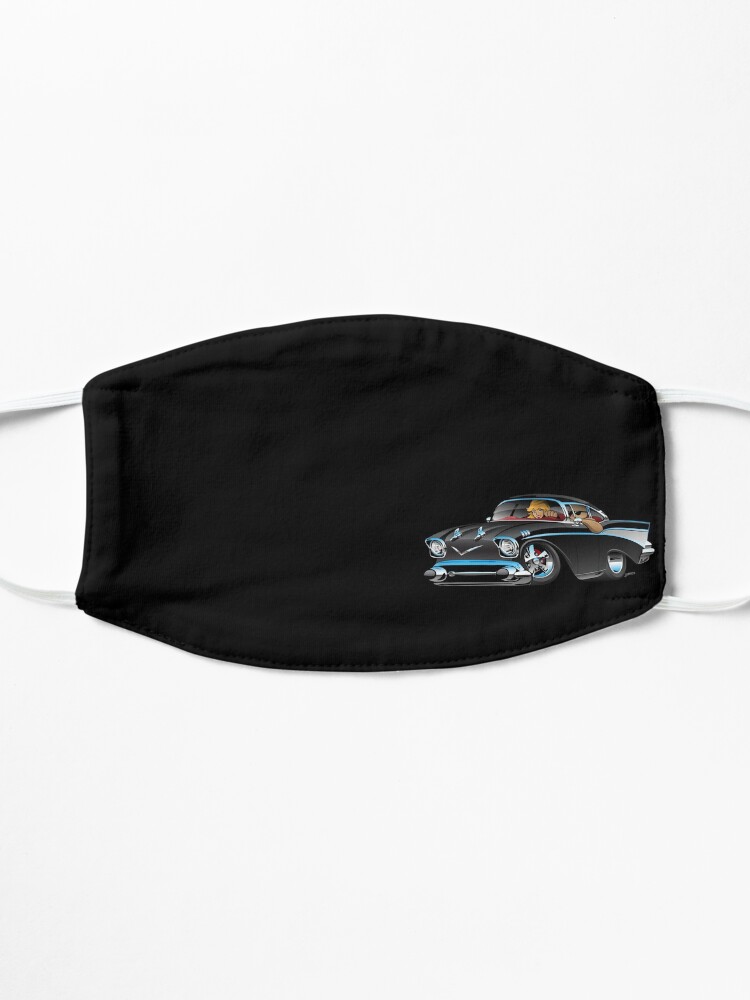 Alternate view of Classic hot rod fifties muscle car with cool couple cartoon Mask