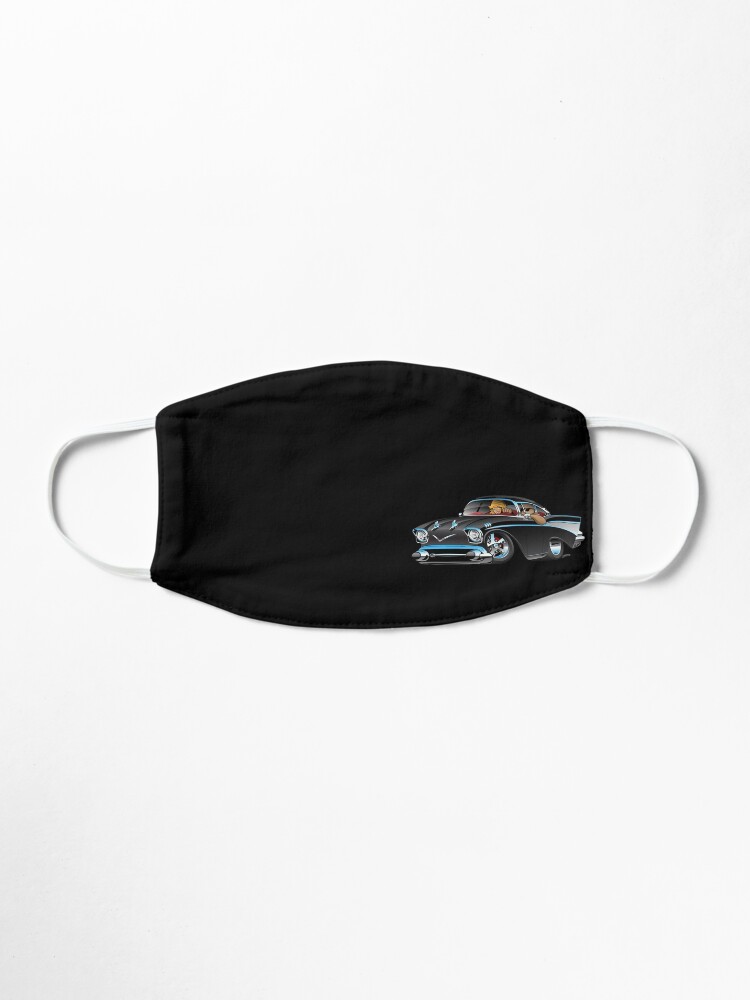 Alternate view of Classic hot rod fifties muscle car with cool couple cartoon Mask