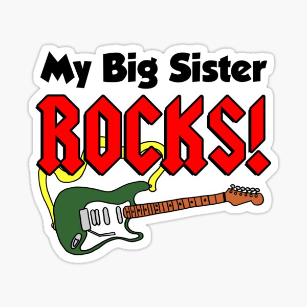 Artikel-Vorschau von Meine große Schwester rockt Gitarren-Cartoon, designt und verkauft von jaycartoonist.