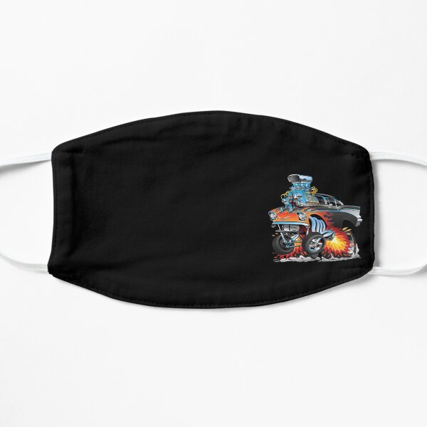 Classic hot rod 57 gasser drag racing muscle car cartoon Flat Mask
