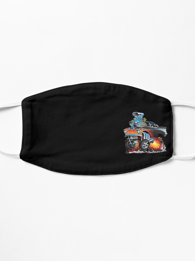 Alternate view of Classic hot rod 57 gasser drag racing muscle car cartoon Mask