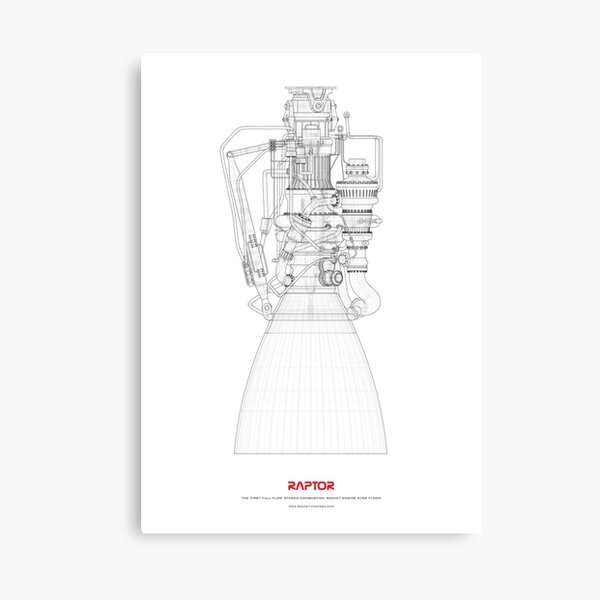 Blueprint of SpaceX Raptor Rocket Engine Canvas Print